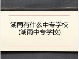 湖南有什么中专学校(湖南中专学校)