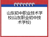 山东初中职业技术学校(山东职业初中技术学校)