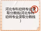 河北专科幼师专业录取分数线(河北专科幼师专业录取分数线)