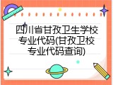 四川省甘孜卫生学校专业代码(甘孜卫校专业代码查询)