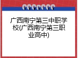 广西南宁第三中职学校(广西南宁第三职业高中)