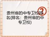 贵州省的中专卫校排名(排名：贵州省的中专卫校)