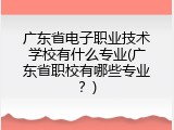 广东省电子职业技术学校有什么专业(广东省职校有哪些专业？)