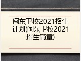 闽东卫校2021招生计划(闽东卫校2021招生简章)