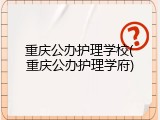重庆公办护理学校(重庆公办护理学府)