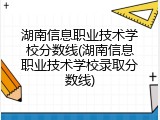 湖南信息职业技术学校分数线(湖南信息职业技术学校录取分数线)