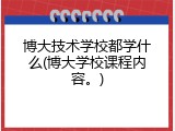 博大技术学校都学什么(博大学校课程内容。)