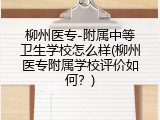 柳州医专-附属中等卫生学校怎么样(柳州医专附属学校评价如何？)