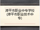 漳平市职业中专学校(漳平市职业技术中专)