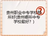 贵州职业中专学校那所好(贵州哪所中专学校最好？)