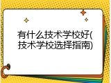 有什么技术学校好(技术学校选择指南)
