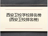 西安卫校学校排名榜(西安卫校排名榜)