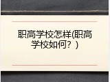 职高学校怎样(职高学校如何？)