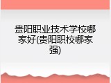 贵阳职业技术学校哪家好(贵阳职校哪家强)
