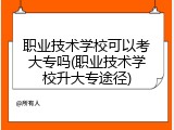 职业技术学校可以考大专吗(职业技术学校升大专途径)
