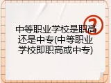 中等职业学校是职高还是中专(中等职业学校即职高或中专)