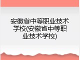 安徽省中等职业技术学校(安徽省中等职业技术学校)