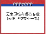 云南卫校有哪些专业(云南卫校专业一览)