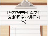 卫校护理专业都学什么(护理专业课程内容)