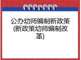 公办幼师编制新政策(新政策幼师编制改革)