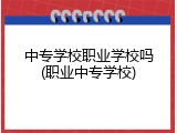 中专学校职业学校吗(职业中专学校)