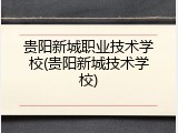 贵阳新城职业技术学校(贵阳新城技术学校)