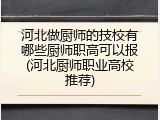 河北做厨师的技校有哪些厨师职高可以报(河北厨师职业高校推荐)