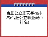 合肥公立职高学校排名(合肥公立职业高中排名)