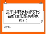 贵阳中职学校哪家比较好(贵阳职高哪家强？)