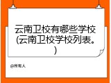 云南卫校有哪些学校(云南卫校学校列表。)