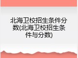 北海卫校招生条件分数(北海卫校招生条件与分数)
