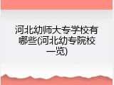 河北幼师大专学校有哪些(河北幼专院校一览)