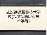 武汉铁道职业技术学校(武汉铁道职业技术学院)