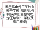 秦皇岛电焊工学校有哪些学校-培训机构啊多少钱(秦皇岛电焊工培训： 学校及费用概览)
