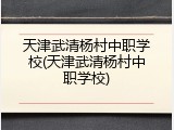 天津武清杨村中职学校(天津武清杨村中职学校)
