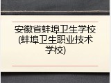 安徽省蚌埠卫生学校(蚌埠卫生职业技术学校)