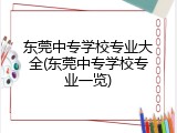 东莞中专学校专业大全(东莞中专学校专业一览)