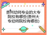 贵州幼师专业的大专院校有哪些(贵州大专幼师院校有哪些)