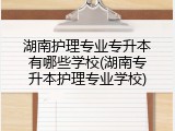 湖南护理专业专升本有哪些学校(湖南专升本护理专业学校)