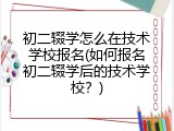 初二辍学怎么在技术学校报名(如何报名初二辍学后的技术学校？)
