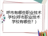 呼市有哪些职业技术学校(呼市职业技术学校有哪些？)