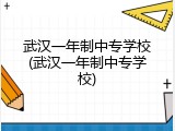 武汉一年制中专学校(武汉一年制中专学校)