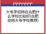 大专学幼师在合肥什么学校比较好(合肥幼师大专学校推荐)