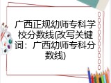 广西正规幼师专科学校分数线(改写关键词：广西幼师专科分数线)