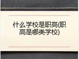 什么学校是职高(职高是哪类学校)