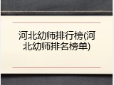 河北幼师排行榜(河北幼师排名榜单)