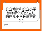 公立幼师和公立小学教师哪个好(公立幼师还是小学教师更优？)