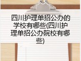 四川护理单招公办的学校有哪些(四川护理单招公办院校有哪些)