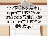 南宁卫校约免费炮女qq(南宁卫校约免费炮女qq改写后的关键词为：南宁卫校约免费炮女qq)