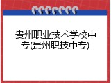 贵州职业技术学校中专(贵州职技中专)